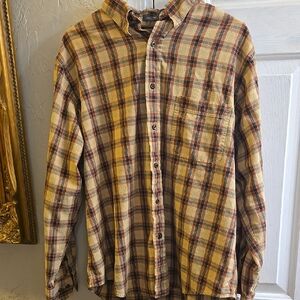 St. John's Bay Jaspe Twill Cotton Plaid Men's Long Sleeve Shirt